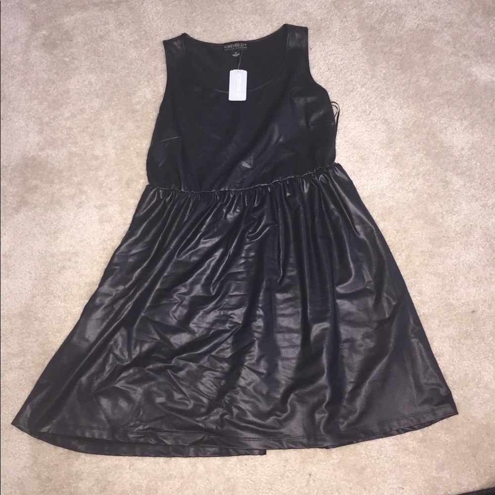 Plus faux leather skater dress